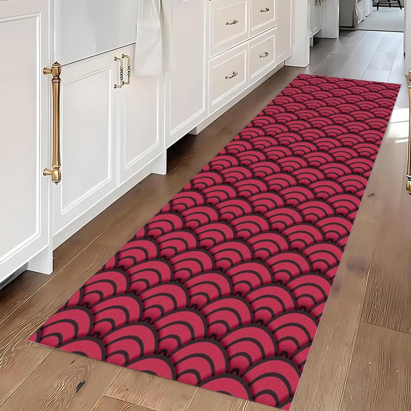 Commercial Kitchen Japanese - Tappeto Rosso Giapponese con Motivo a