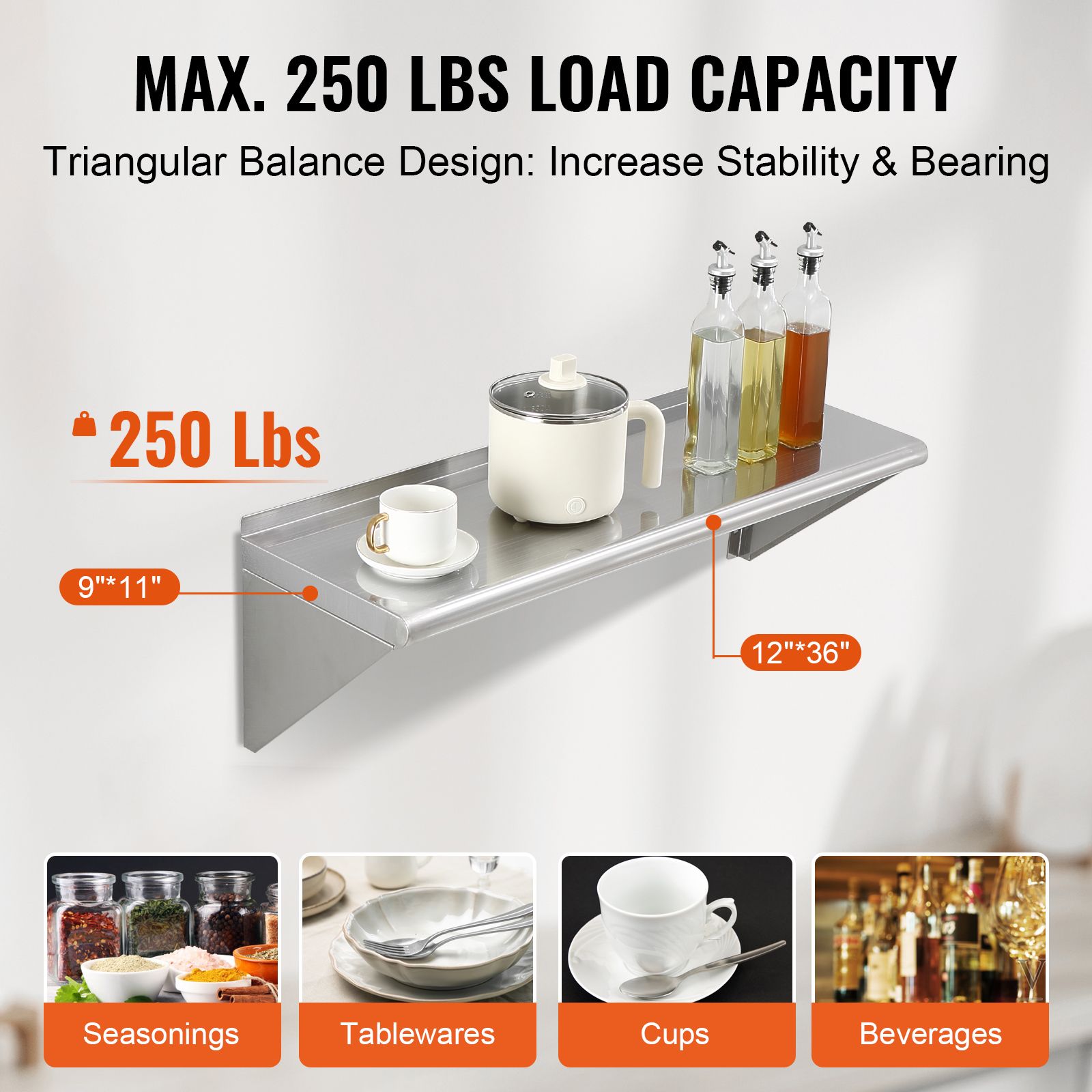 Mensola in acciaio inossidabil - Commercial Kitchen Wall Shelves recensione e prezzo